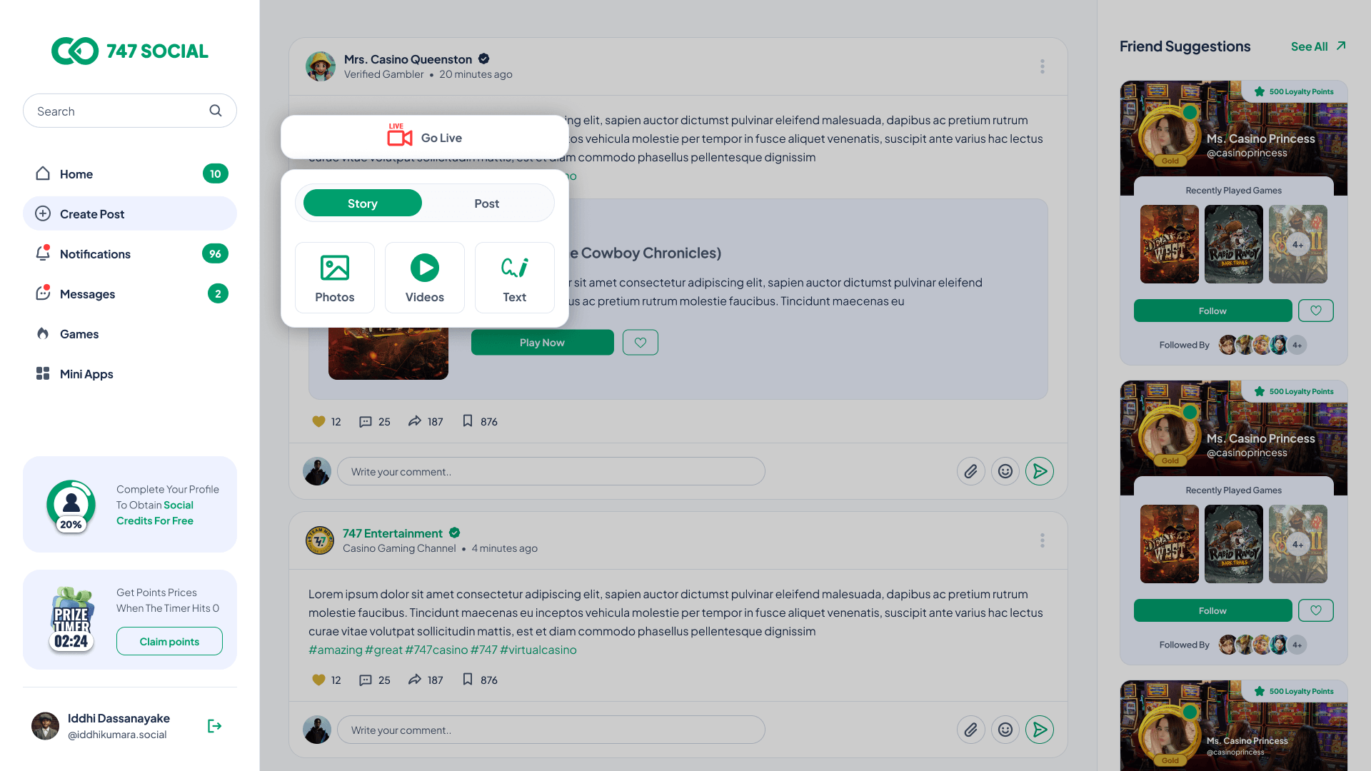Desktop - Stories and Posts